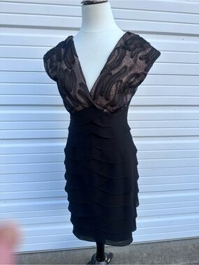 mini black hoco dress Black Floral Lace Plunging Neck Homecoming Dress #TKL024 – SELINADRESS main image 1